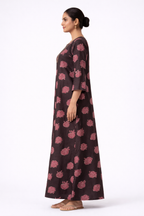 Softin Style Women’s Full-Length Floral Nighty – Alpine Fabric, 3/4 Sleeves