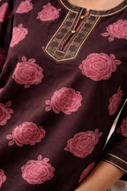 Softin Style Women’s Full-Length Floral Nighty – Alpine Fabric, 3/4 Sleeves