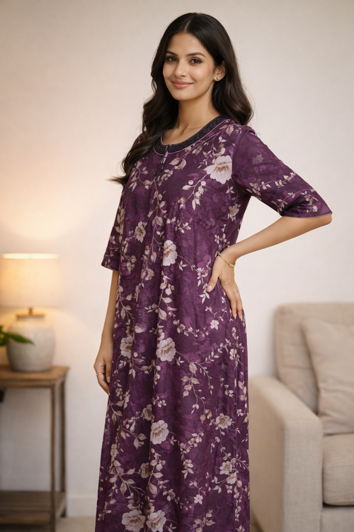 Softin Style Floral Premium Alpine Nighty